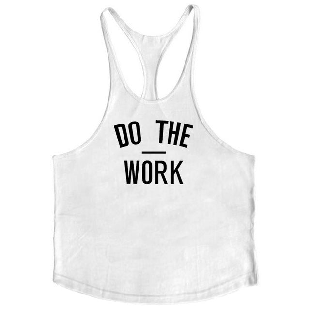 Brand Fitness Vest Gyms Clothing Singlet Y Back Tank Top Men Stringer Canotta Bodybuilding Sleeveless DO THE WORK Muscle Tanktop