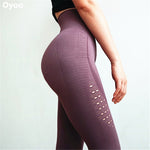 Oyoo Super Stretchy Gym Tights Energy Seamless Tummy Control Yoga Pants High Waist Sport Leggings Purple Running Pants Women