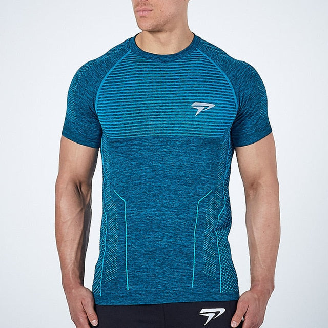 2018 New Men Running Tight Short T-shirt compression Quick dry t shirt Male Gym Fitness Bodybuilding jogging Tees Tops clothing