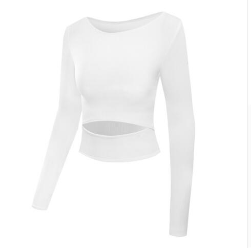 2018 Women Gym White Yoga Crop Tops Yoga Shirts Long Sleeve Workout Tops Fitness Running Sport T-Shirts Training Yoga Sportswear