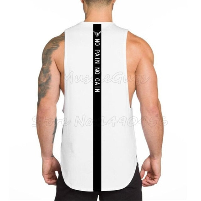 Brand NO PAIN NO GAIN clothing bodybuilding stringer gyms tank top men fitness singlet cotton sleeveless shirt muscle vest