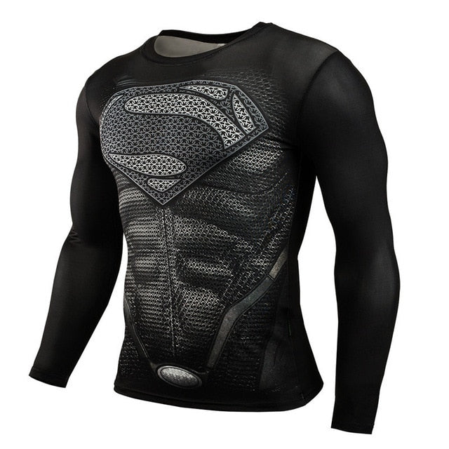 NEW 2018 Superman Punisher Rashgard Running Shirt Men T-shirt Long Sleeve Compression Shirts Gym T-shirt Fitness Sport Shirt Men