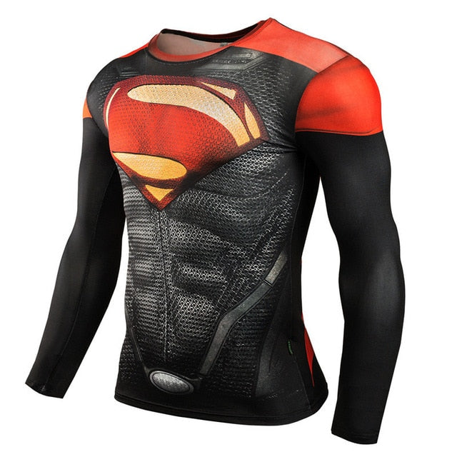 NEW 2018 Superman Punisher Rashgard Running Shirt Men T-shirt Long Sleeve Compression Shirts Gym T-shirt Fitness Sport Shirt Men