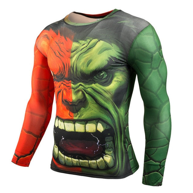 NEW 2018 Superman Punisher Rashgard Running Shirt Men T-shirt Long Sleeve Compression Shirts Gym T-shirt Fitness Sport Shirt Men