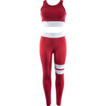 Women Tracksuit Solid Yoga Set Patchwork Running Fitness Jogging T-shirt Leggings Sports Suit Gym Sportswear Workout Clothes S-L