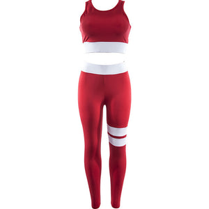 Women Tracksuit Solid Yoga Set Patchwork Running Fitness Jogging T-shirt Leggings Sports Suit Gym Sportswear Workout Clothes S-L