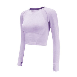 Pink Seamless Yoga Shirts for Women Vital Seamless Long Sleeve Crop Top Thumb Hole Fitted Gym Top Shirts Workout Running clothes