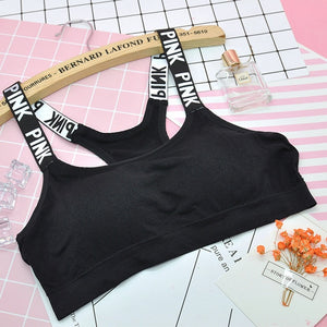 Women Sport Bra Fitness Top Letters Yoga Bra For Cup A-D Black White Running Yoga Gym Fitness Crop Top Women Push Up Sports Bra