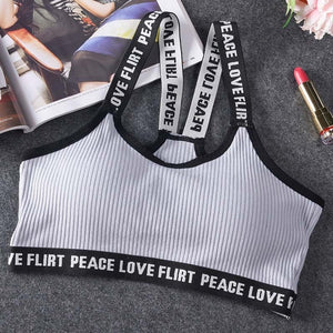 Letter Sports Bra Top Push Up Fitness Running Yoga Bra Underwear Cotton  Sport Tops For Women Gym Wear Solid Women Sportswear