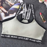 Letter Sports Bra Top Push Up Fitness Running Yoga Bra Underwear Cotton  Sport Tops For Women Gym Wear Solid Women Sportswear