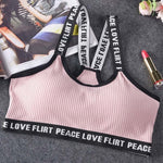 Letter Sports Bra Top Push Up Fitness Running Yoga Bra Underwear Cotton  Sport Tops For Women Gym Wear Solid Women Sportswear