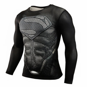 Rashgard Superman Sport Shirt Men 3D Print Quick-drying Running T-Shirts Compression Shirt Sport Fitness Tops Gym Tshirt