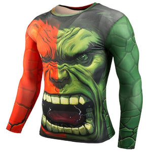 Rashgard Superman Sport Shirt Men 3D Print Quick-drying Running T-Shirts Compression Shirt Sport Fitness Tops Gym Tshirt