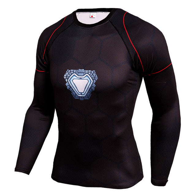 Rashgard Superman Sport Shirt Men 3D Print Quick-drying Running T-Shirts Compression Shirt Sport Fitness Tops Gym Tshirt