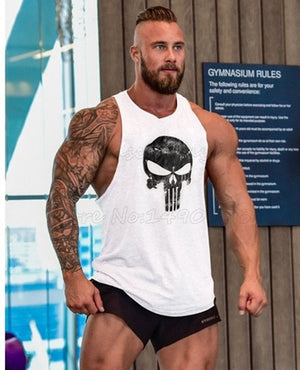 Skull Bodybuilding Stringer Tank Tops men Gyms Stringer Shirt Fitness Tank Top Men Gyms Clothing Cotton Vest hoodies