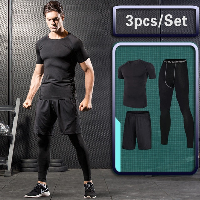 GYM Tights Sports Men's Compression Sportswear Suits training Clothes Suits workout jogging Sports clothing Tracksuit Dry Fit