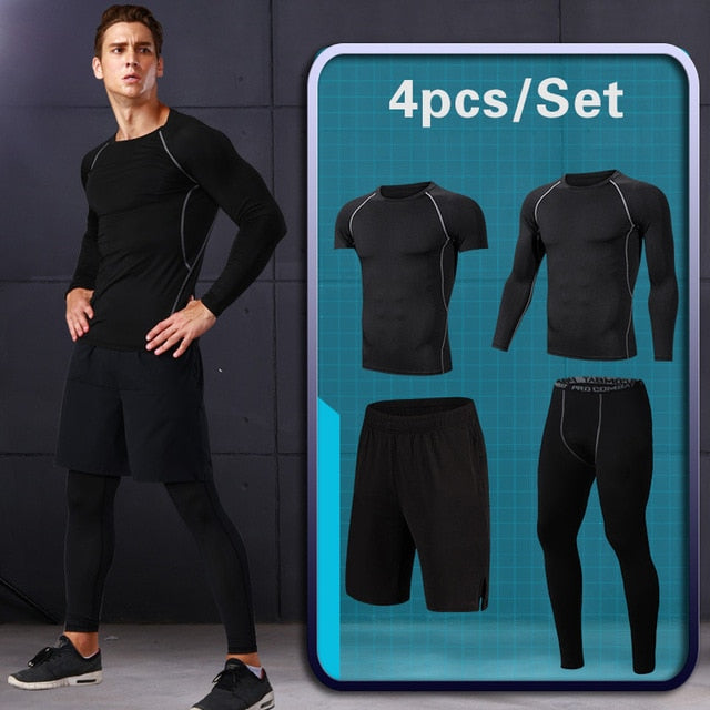 GYM Tights Sports Men's Compression Sportswear Suits training Clothes Suits workout jogging Sports clothing Tracksuit Dry Fit