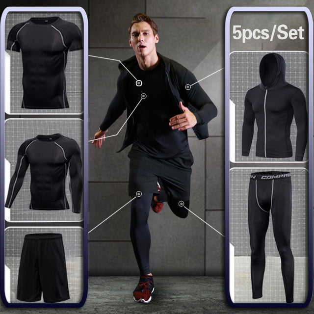 GYM Tights Sports Men's Compression Sportswear Suits training Clothes Suits workout jogging Sports clothing Tracksuit Dry Fit